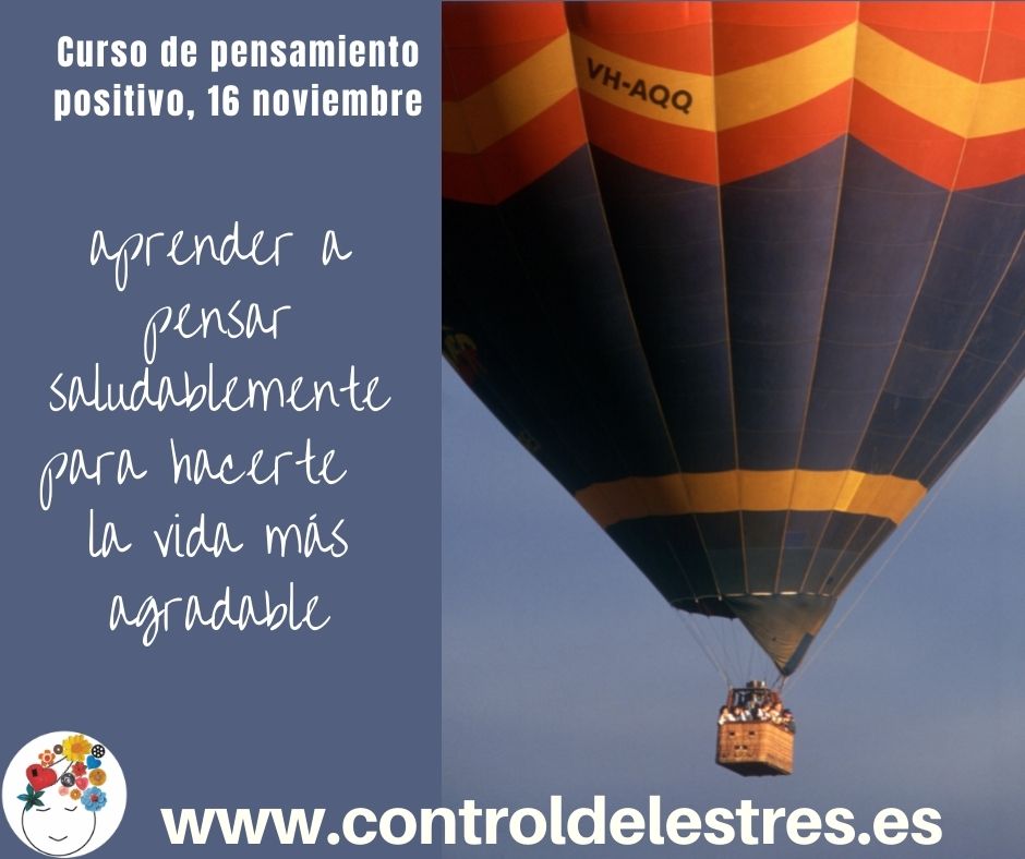 Globo aerostático colorido. Curso de pensamiento positivo